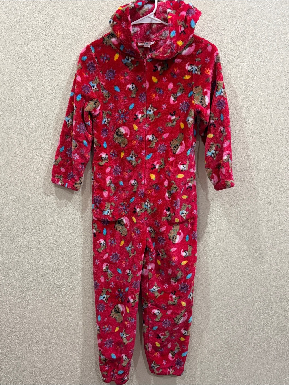 Kids Cozy Candy Pink Hooded One-Piece Pajamas - Pink Animal Print
